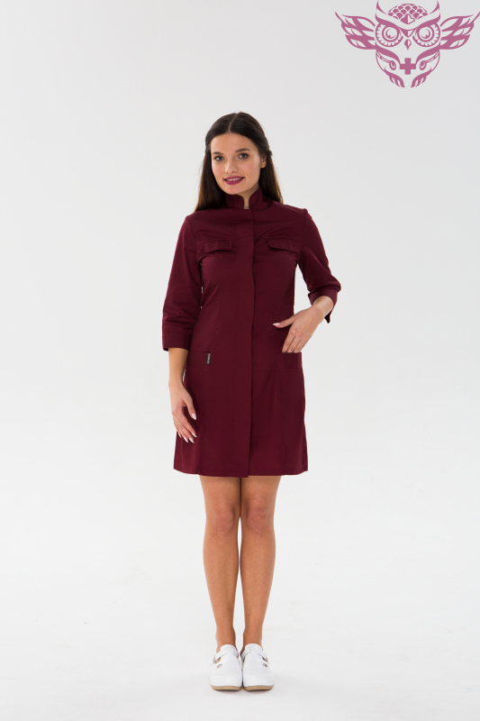 Медичний халат 105 Бордовий Медичний халат 105 Бордовий - фото 3