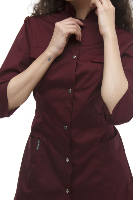 Медичний халат 103 Бордовий - фото 2
