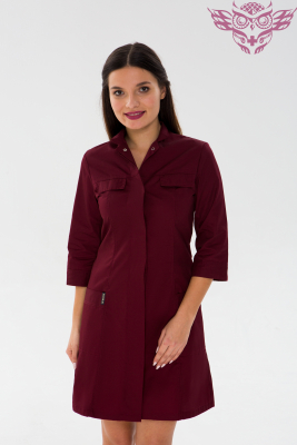 Медичний халат 105 Бордовий - фото