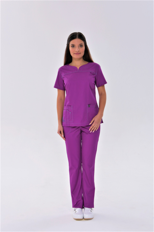 Медичний костюм 1381 Фіолетовий - фото