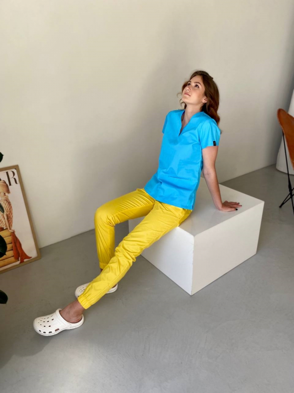 Медичний костюм 1889 UA (Блакитний/Жовтий) - фото 3