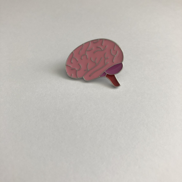 Брошка "Мозок" рожева емаль - фото