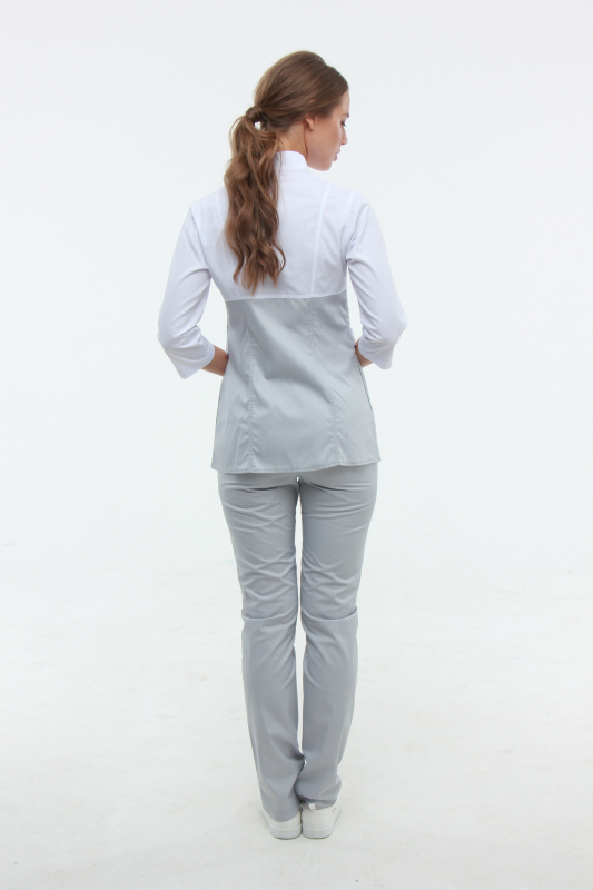 Медичний костюм 123187 Білий/Сірий - фото 4