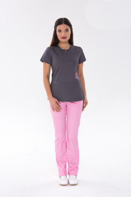 Медичний костюм 1881 М.асфальт/Рожевий - фото