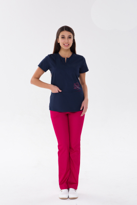 Медичний костюм 1881 Наві/Малиновий - фото