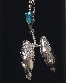 Подвеска "Легкие" голубой кристалл - фото 3