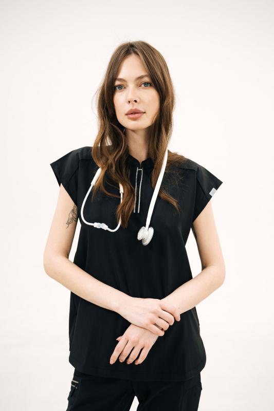 Медичний топ 607 Чорний - фото 2