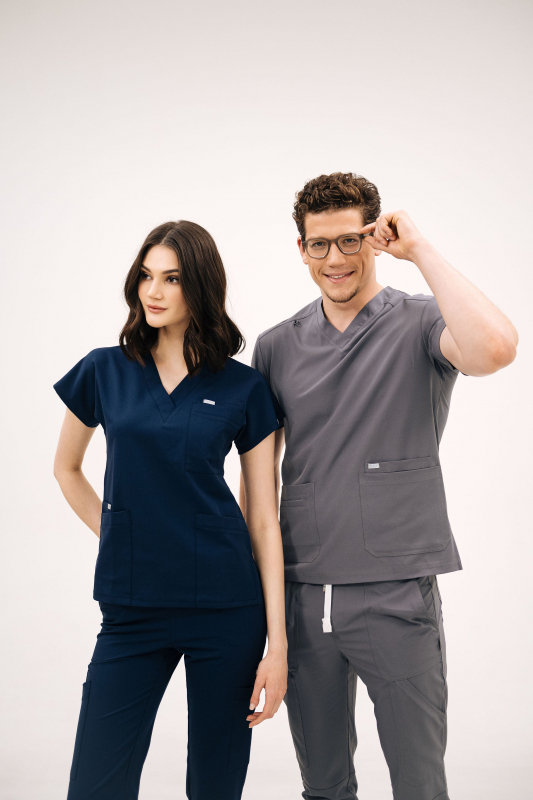 Медичний топ 603 Світлий мокрий асфальт - фото 4