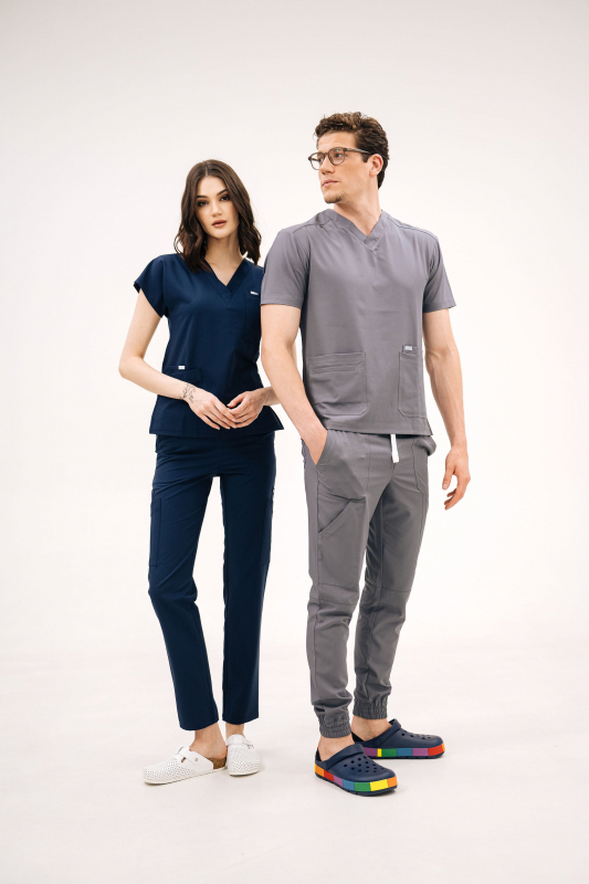 Медичний топ 603 Світлий мокрий асфальт - фото 3