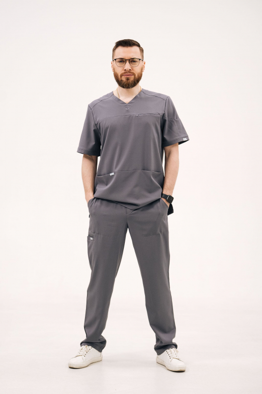 Медичний топ 601 Світлий мокрий асфальт - фото 4