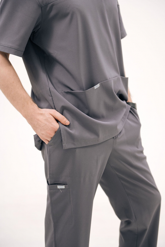 Медичний топ 601 Світлий мокрий асфальт - фото 2