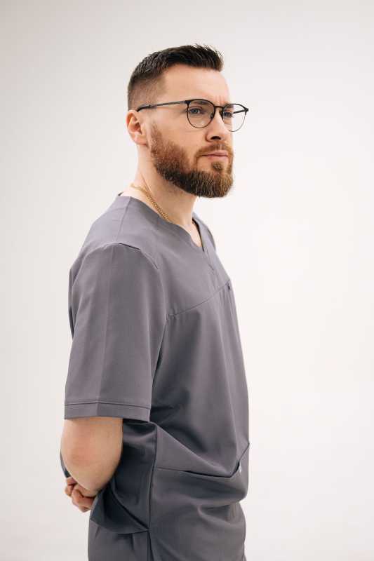 Медичний топ 601 Світлий мокрий асфальт - фото 3