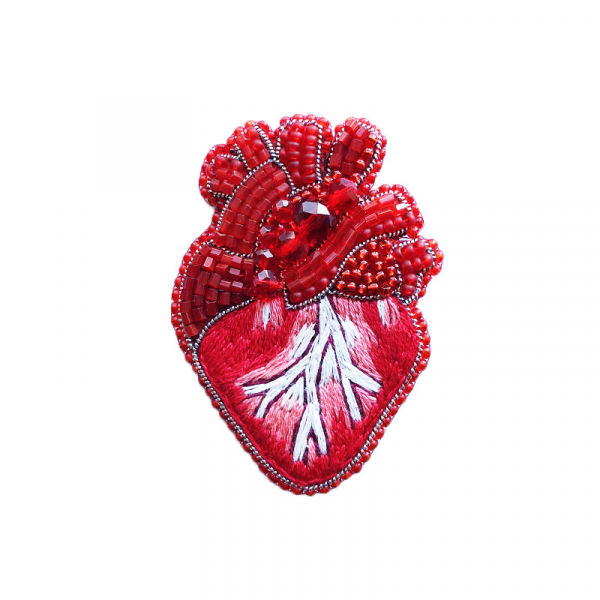 Брошка "Серце анатомія червоне" Ручна робота - фото