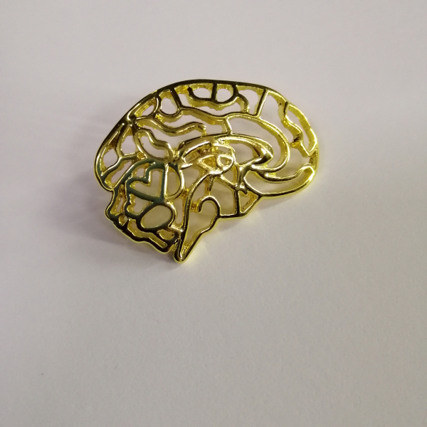 Брошка "Мозок" металева, золотий - фото