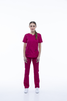 Медичний костюм 1381 Малиновий - фото
