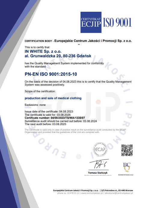 Сертифікат ISO 9001 In White